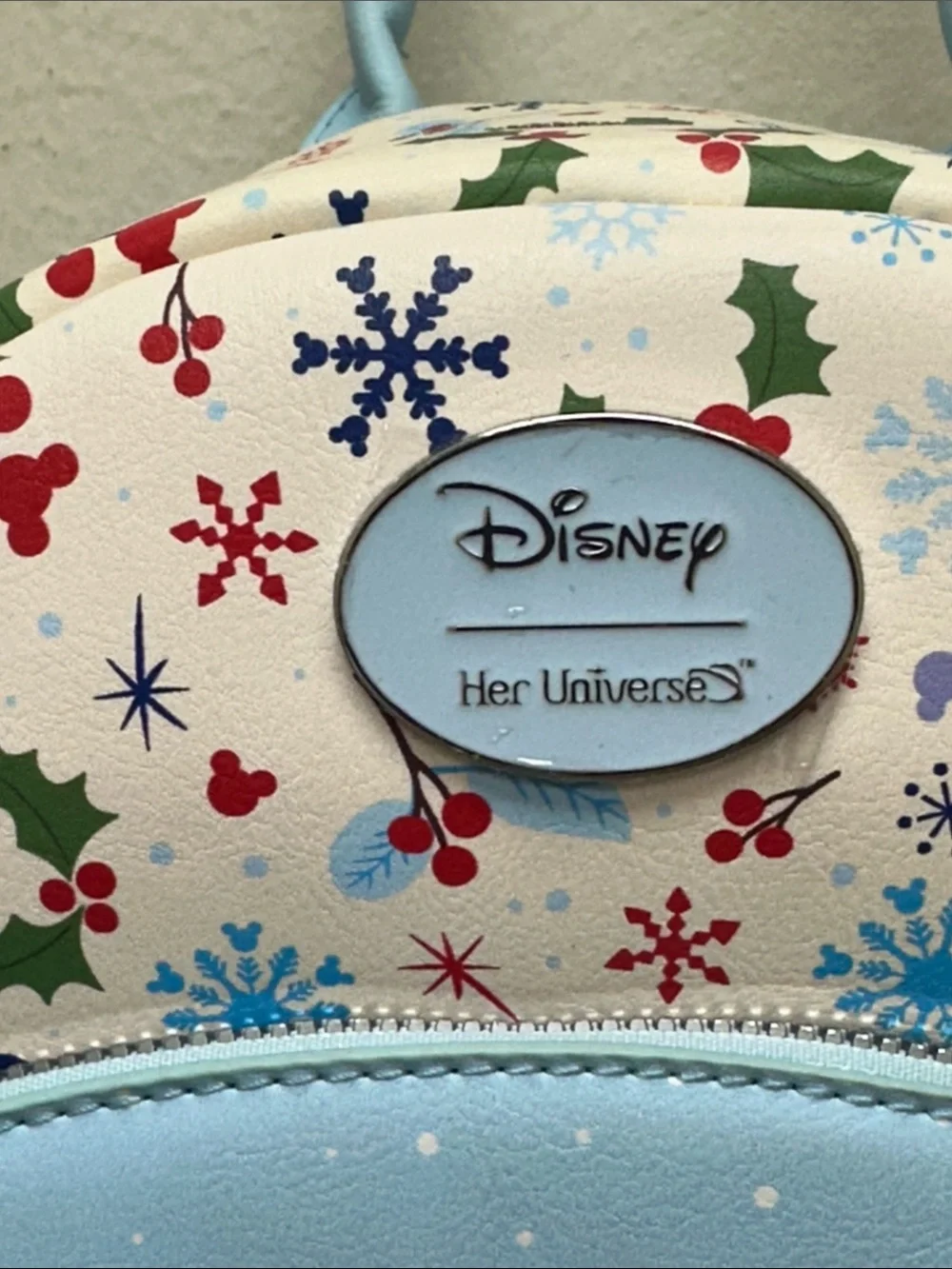 NWT Her Universe Light Blue Minnie & Mickey Snowflake  Mini Backpack